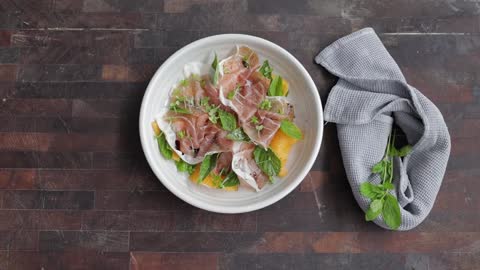 Salad of Prosciutto with Melon, Basil and Mint by Tobie Puttock