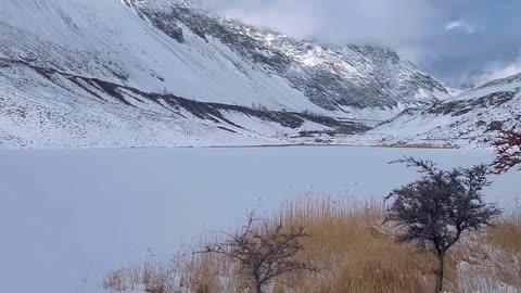 Frozen Borith lake,haven, natural view