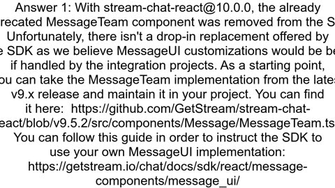 What is the replacement of quotMessageTeamquot in StreamChatReactAPI