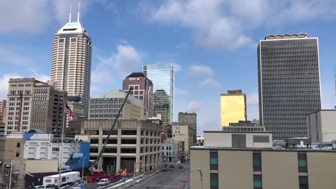 December 18, 2019 - Indianapolis Skyline from the Bankers Life Fieldhouse Parking Garage