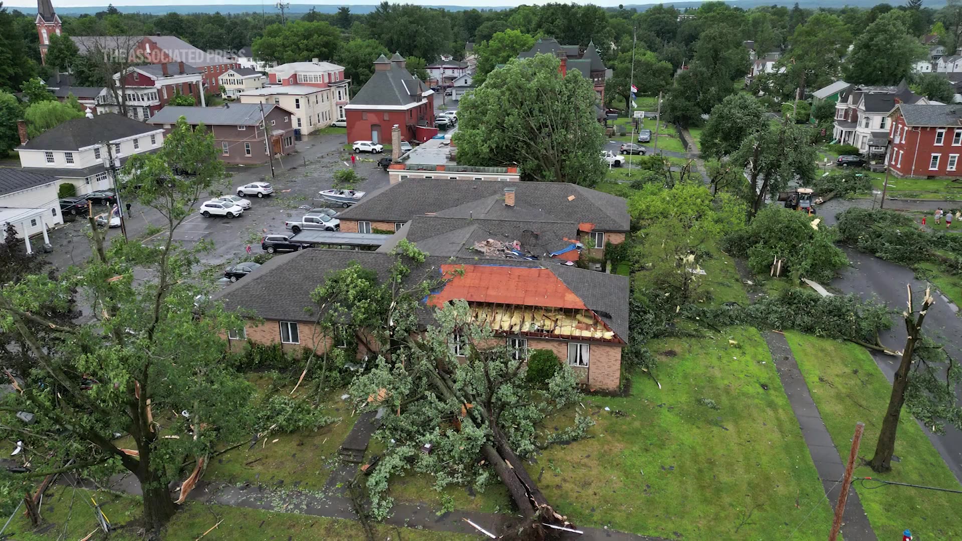 Aerial video shows tornado damage in Rome, New York