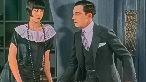 Buster Keaton in seven chances getting rejected in color