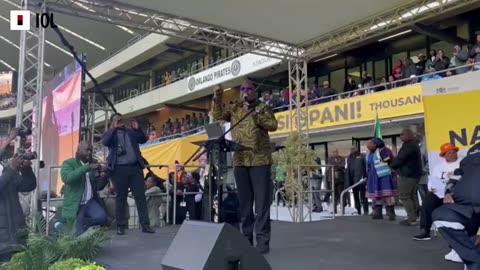 Gauteng Premier Panyaza Lesufi addresses job seekers at the Orlando Stadium, Soweto