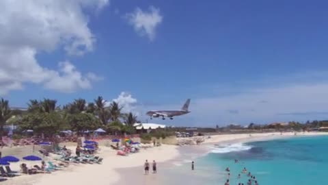 Plane Landing Over The Famous Maho Beach in St. Maarten Netherland Antilles in 2006