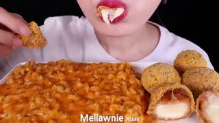 ASMR CHEESY CARBO FIRE NOODLES, CHEESE BALLS EATING SOUNDS MUKBANG