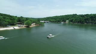 Drone footage of Tenkiller Lake/Pine Cove Marina area, Oklahoma, June 2022