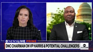 DNC Chair Jaime Harrison defends replacing Biden with someone who hasn't received a vote. 🗳️🚫