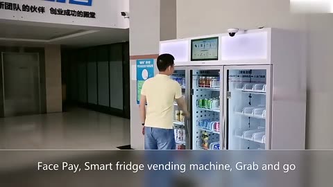 snack drink smart fridge vending machine with face pay