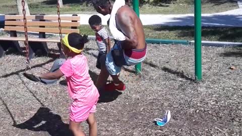 Grandpa Saves Grandson From Falling Off Swing
