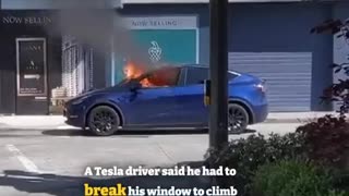 Tesla shuts down, catches on fire and trapped the driver inside