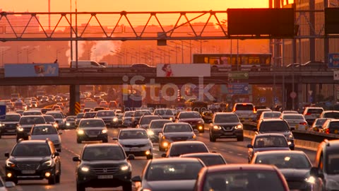 Busy Street Vehicle Traffic Sunset City Background Busy car video