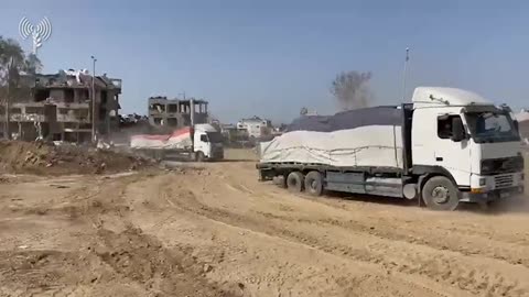 A convoy of 200 trucks carrying humanitarian aid is entering Gaza through the Rafah