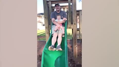 Funny babies on slides