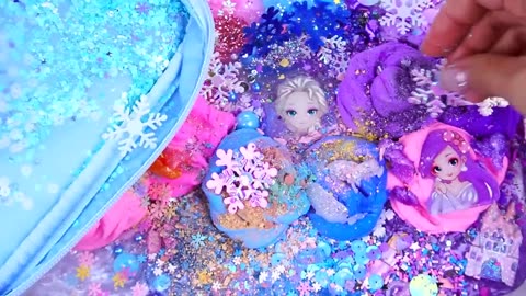 Frozen galaxy Slime Mixing Random CUTE 😍 Shiny things into Slime#ASMR Slime video #Asmr