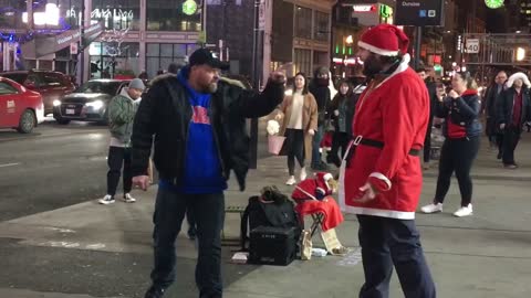Drunk Guy Punches Santa