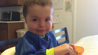 Toddler cries when he hears his sister cry