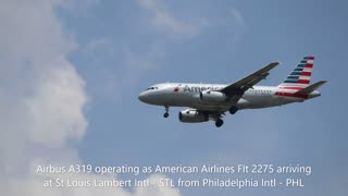 American Airlines A319 arriving at St Louis Lambert Intl - STL
