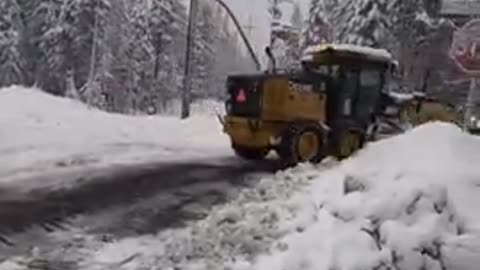 Heavy snowfall from an atmospheric river caused dangerous travel conditions in