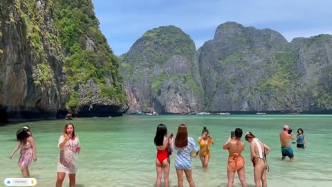 4K HDR - Walking Maya Bay in Krabi | BEST Beach in the World Thailand 2024