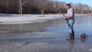 Ice Fishing Hole in Less than 15 Seconds