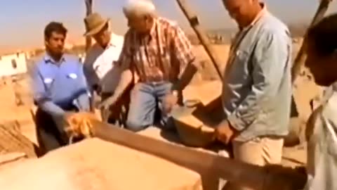 Archaeologists showing how the ancient Egyptians could have cut granite