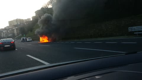 Smart Car On Fire in Napoli Italy