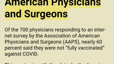 AAPS - Majority of Physicians Decline COVID Shots, according to Survey