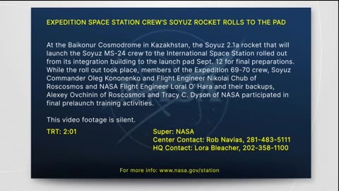 EXPEDITION SPACE STATION CREW’S SOYUZ ROCKET ROLLS TO THE PAD