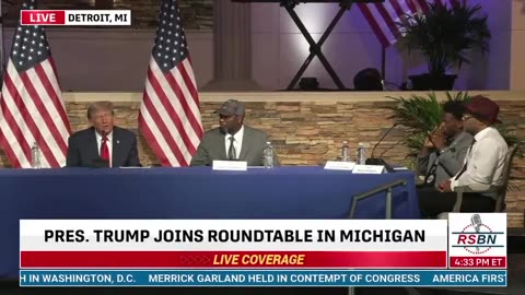 Trump takes question from Mario Williams about PROTECTING CHILDREN during Detroit roundtable