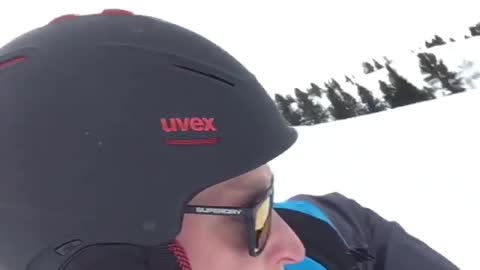 Older guy beard friend ski fail