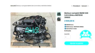 ALLOMOTEUR.COM - Moteur complet BMW E46 3.0 D 204cv M57D30 306D2