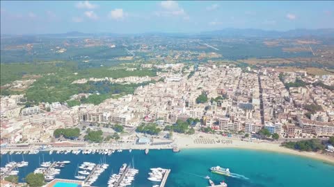 aerial view landscape of the beautiful bay of cala anguila with a wonderful turquoise sea porto