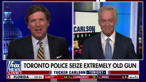 Tucker Carlson and Trace Gallagher poke fun at how Canadians must be feeling much safer now that police are going after antiques