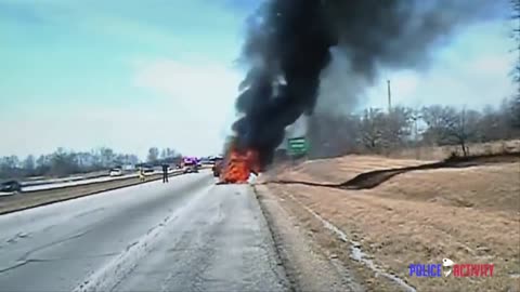 High Speed Chase Ends When The Suspect's Van Burst Into Flames