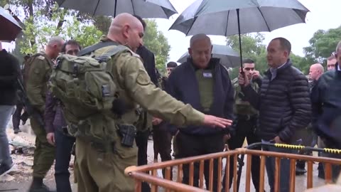 Elon Musk visits the destroyed homes of residents of Kibbutz Kfar Azza Israel