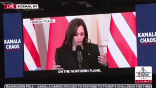 Trump shows video montage of dumb as a box of rocks Kamala