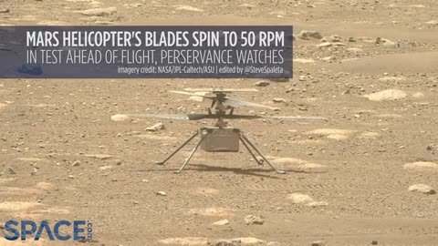 Mars helicopter's blades spin to 50 rpm, Perseverance watches