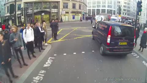 London Rush Hour Bicycle and Van Collision