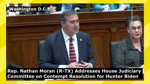 Nathan Moran Addresses House on Contempt Resolution for Hunter Biden