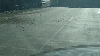 Semi Truck Blows Over in the Wyoming Wind