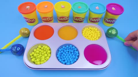 Satisfying Video l Playdoh Glitter Lollipop Candy With Color Tray Cutting ASMR