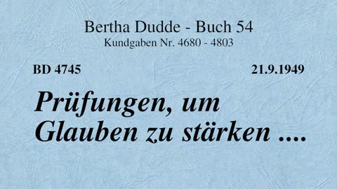 BD 4745 - PRÜFUNGEN, UM GLAUBEN ZU STÄRKEN ....