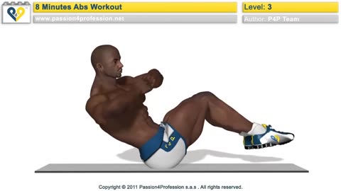 8 Min Abs Workout - Level 3 (no music)