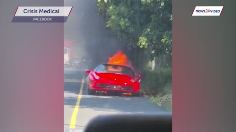 WATCH | Ferrari goes up in flames on Durban highway