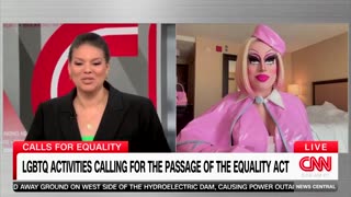 Do these people think dressing like a cartoon woman on national TV helps their cause?
