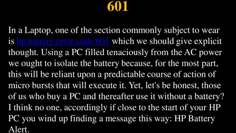 How To Fix HP Battery Error Code 601