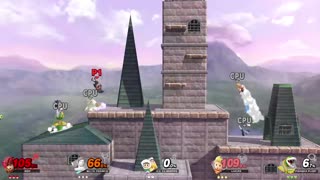 Roy Vs Wii Fit Trainer Vs Ice Climbers Vs Lucas Vs Piranha Plant on Hyrule Castle (Smash Bros)