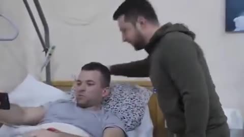 Ukrainian President visiting the Wounded Ukrainian soldiers at hospital