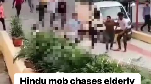 Hindu mob chases elderly Muslim man and beats him up on the street