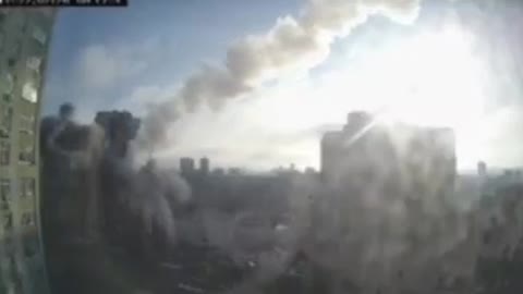 A shell hit a residential building in Kyiv, Ukraine / stop war / stop Russia